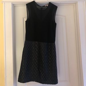 Mixed media knee length black dress